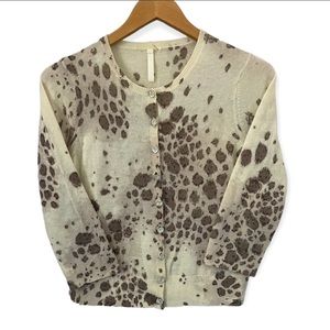 Easel Cream and Brown Leopard Print Cardigan